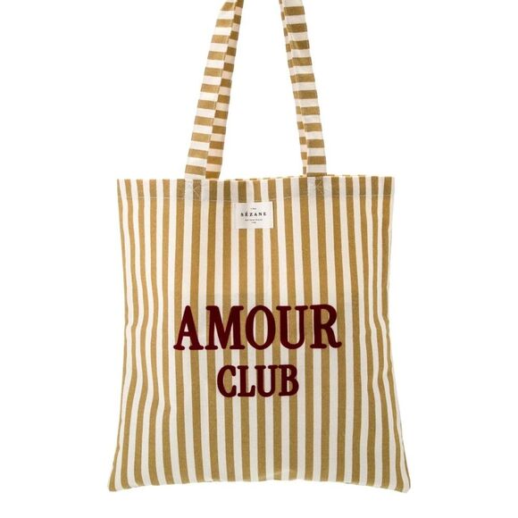 SEZANE Canvas "Amour Club" Striped Tote Bag - Picture 6 of 6